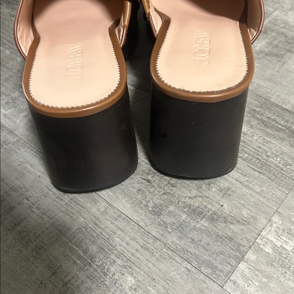 J. Crew Tan Leather Platform Mules/Clog with Silver Accents Size 8.5 - Picture 2 of 7